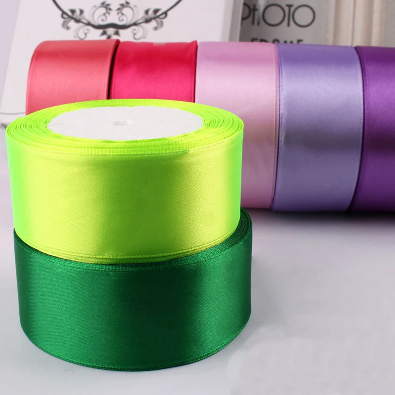 Wholesale 50mm width solid blue satin ribbon tearproof wedding party bouquet gift packaging luxury bowknot ribbon rolls