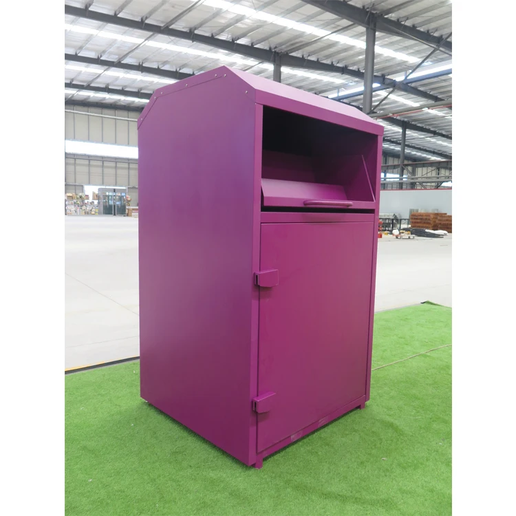 Factory Customized Large Clothing Donation Box Steel Collection Drop Off Metal Clothing Donation Bin
