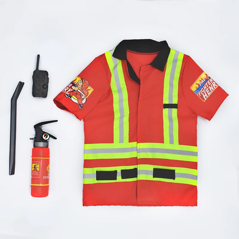 Halloween Carnival Role Play Kids Fireman Costume Set Firemen Uniform Boys Firefighter Suit Costume