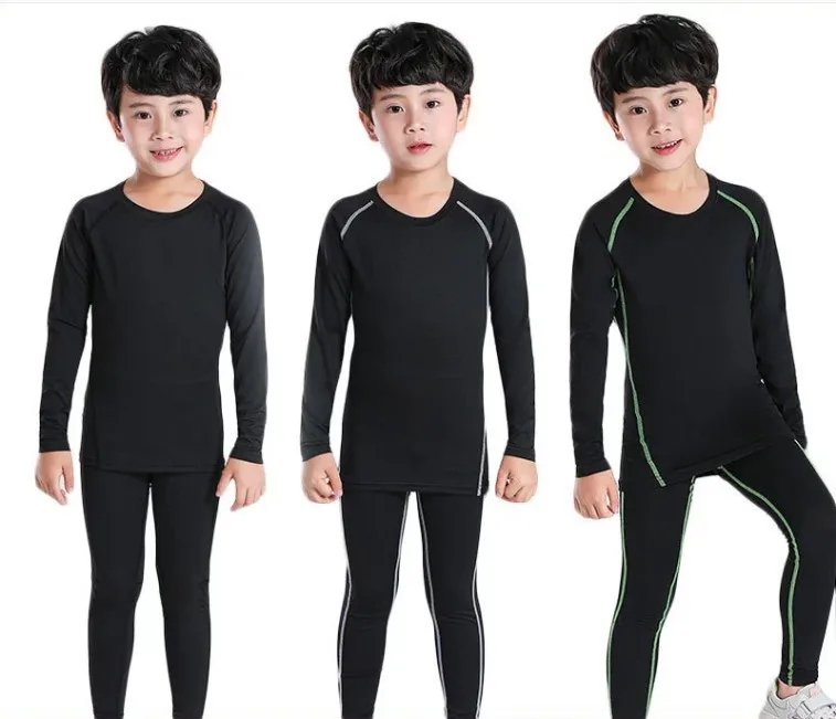 Yoga Gym Fitness Clothing Set kids boys Sportswear Quick Dry Workout Leggings Top Sport Clothes Training Compression Tights Yoga