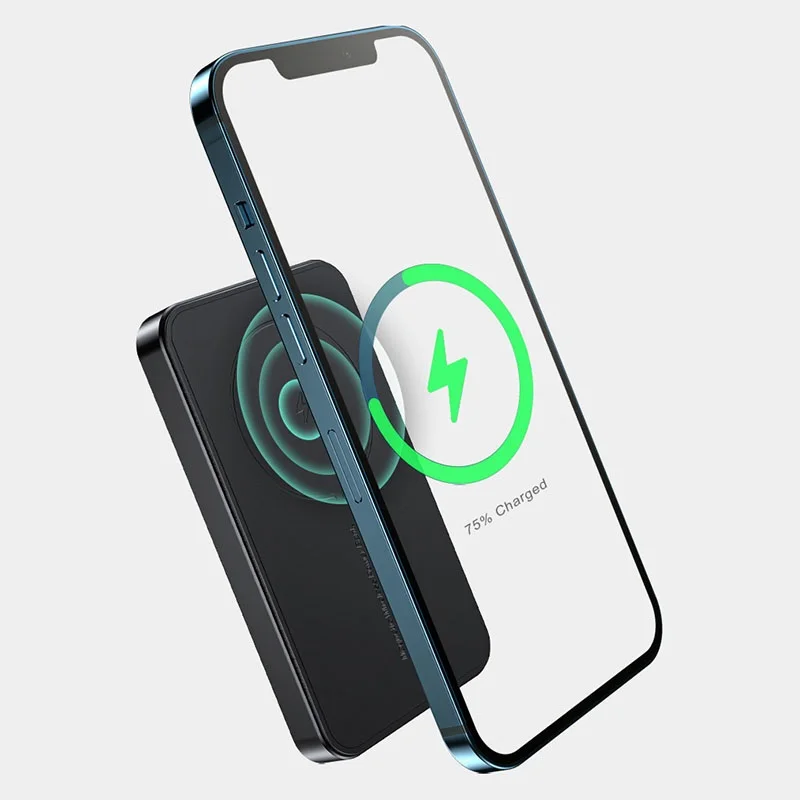 Магнитное портативное беспроводное зарядное устройство, портативное зарядное устройство для iPhone 5000 мАч 15 Вт, внешний аккумулятор для быстрой зарядки