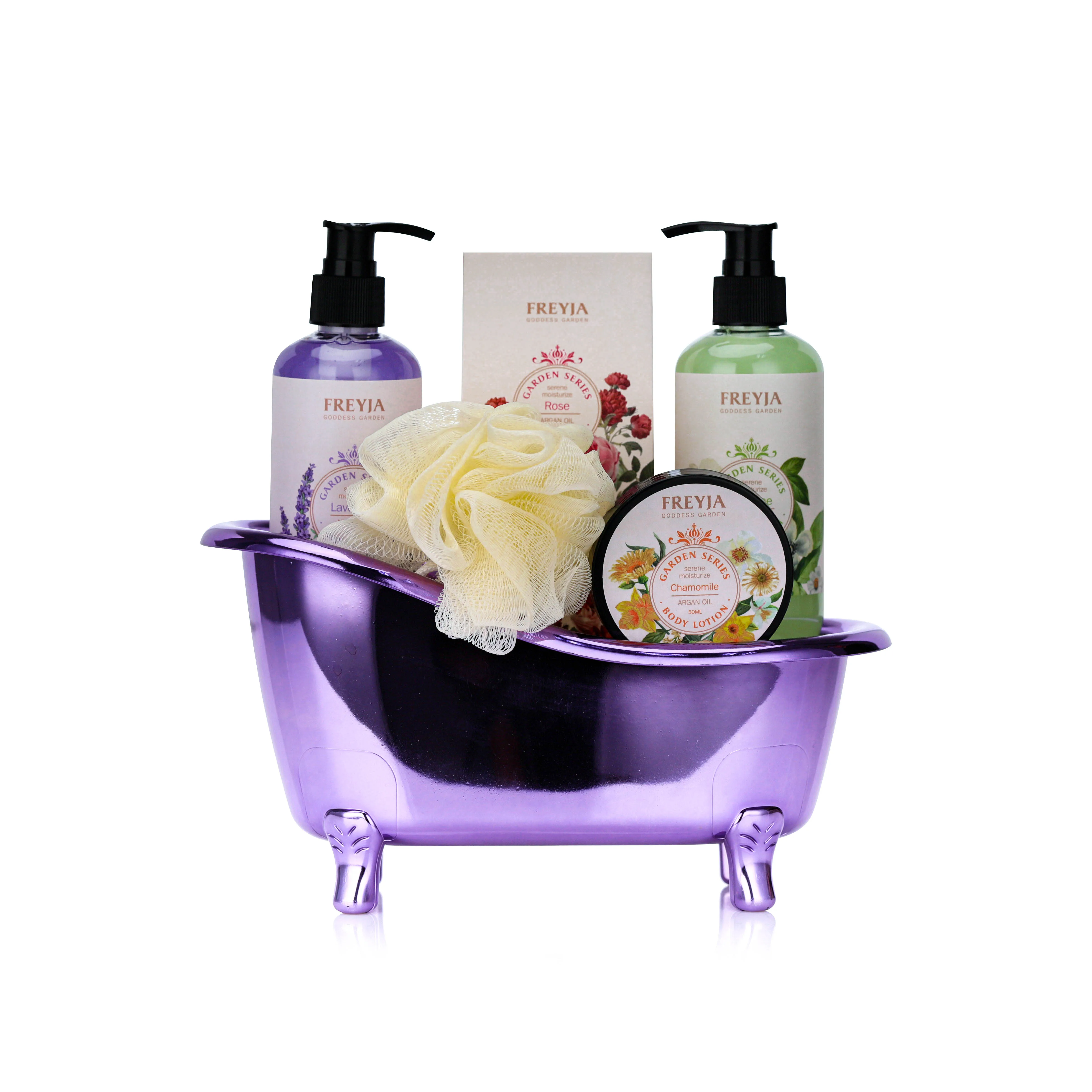 Wholesale New design lavender 240ml shower gel bubble bath 50ml body lotion bath salts spa gift sets for women
