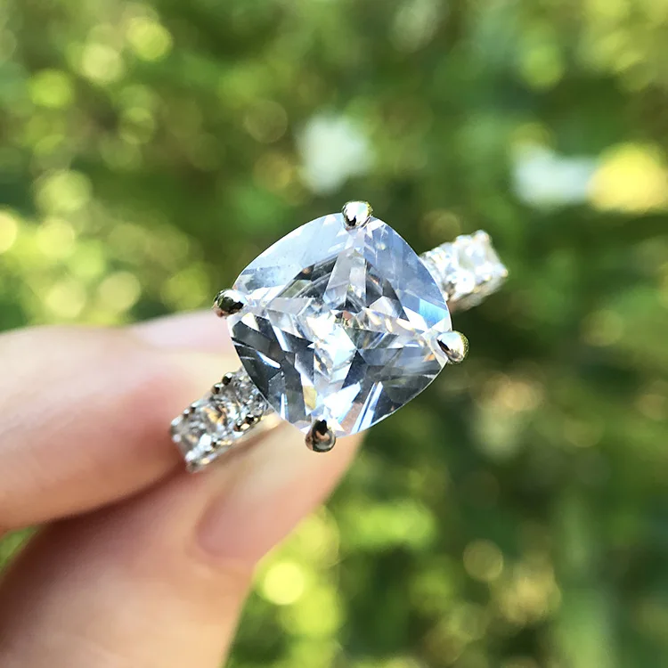  Принимаем на заказ серебро 925 высокое качество роскошные 2 шт./компл. драгоценный камень CZ бриллиантовое кольцо набор обручальные кольца для вечеринки женщин