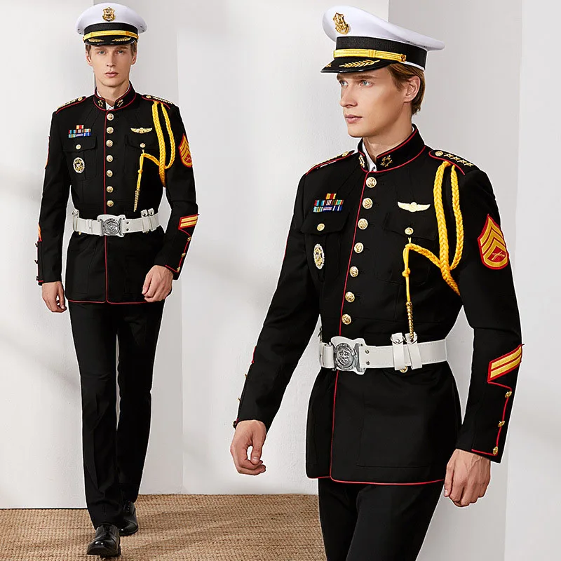 High Quality Fashionable Custom Winter Black Airport Hotel Work Wear Royal Security Guard Uniforms for Men
