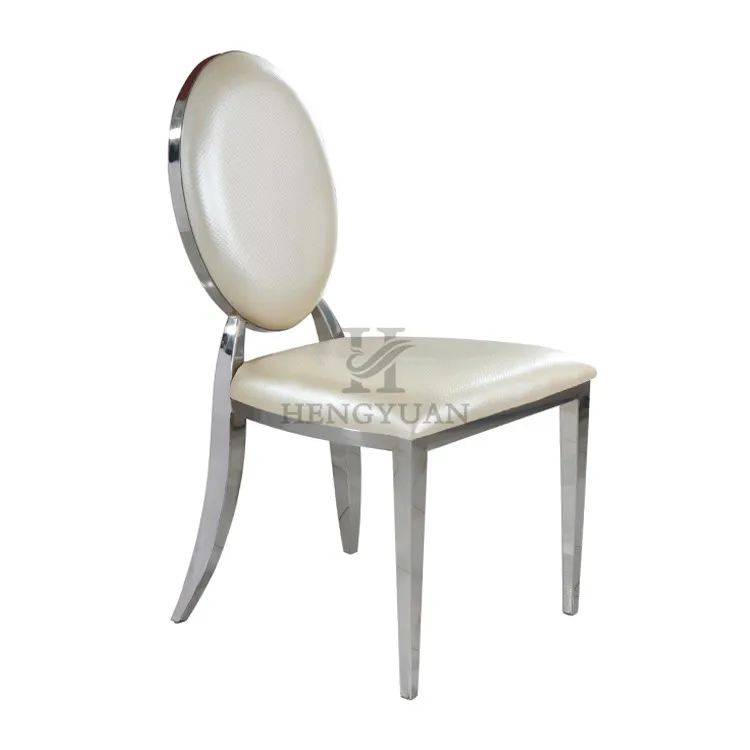 Wholesale Stainless Steel Frame Oval Back White Cushion Event Decor Wedding Chairs