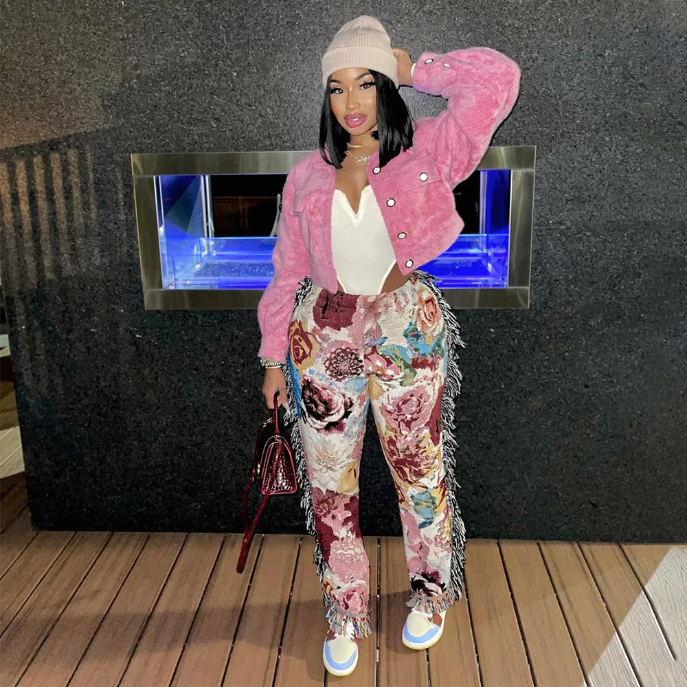 YD-M9055 Hot selling women 2021 summer clothing colorful  tassels women sweat pants