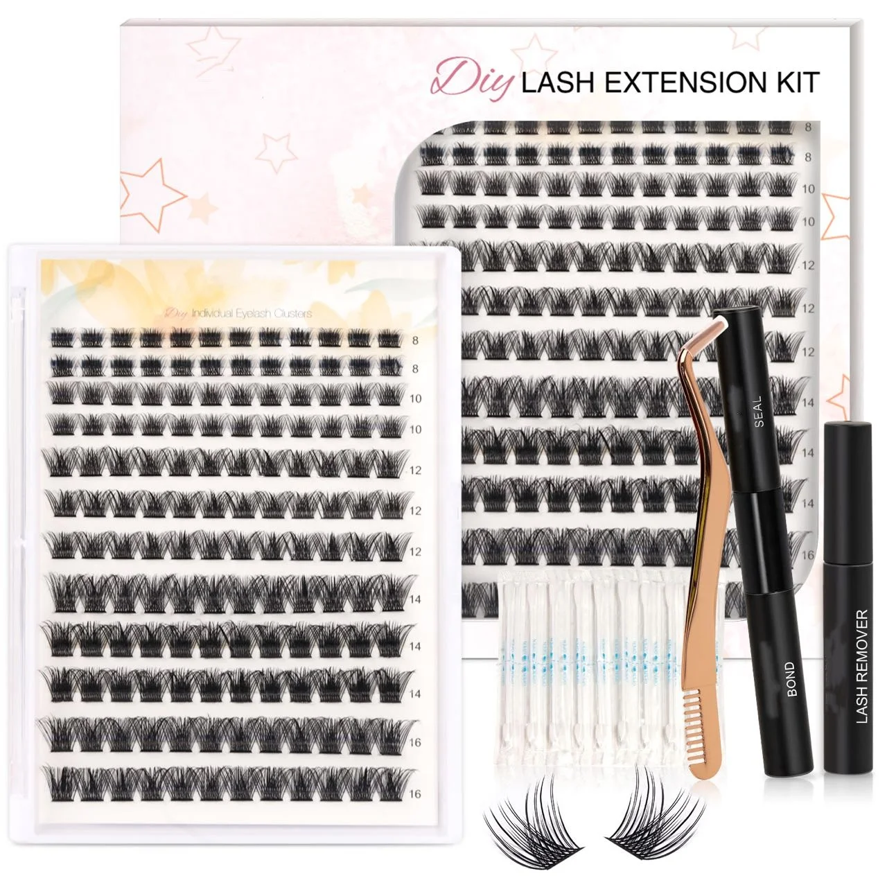 Long lasting 10 days bond and sealer for segment lash faux mink pre cut eyelash custom diy extension lash kit at home