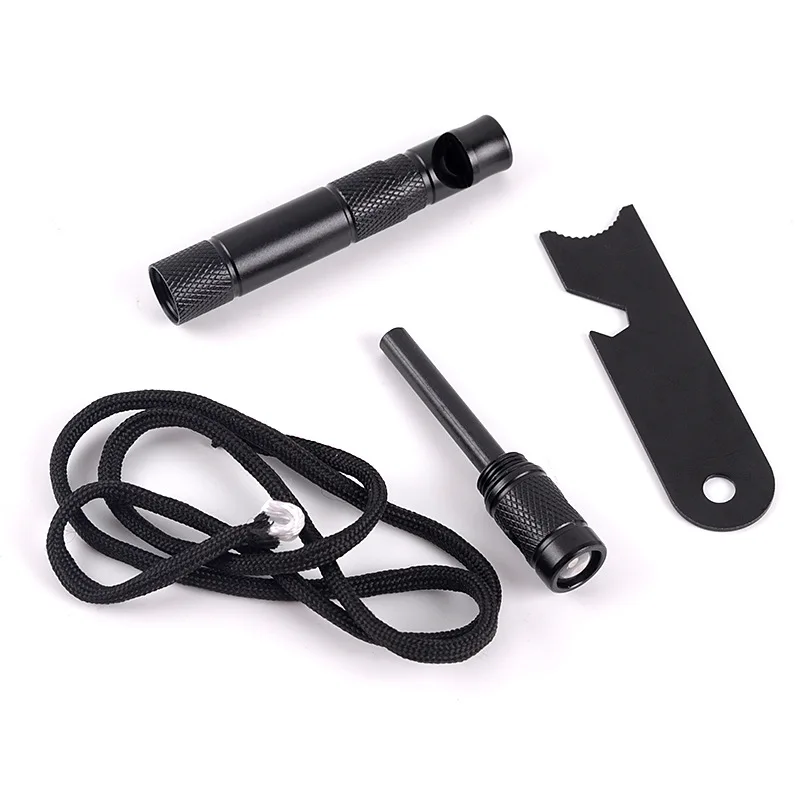 Reflective Paracord lanyard and Whistle Survival Emergency Kit Camping Survival Ferrocerium Rod Fire Starter