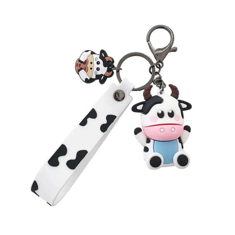 Welcome To Make Your Own Style Children  Favourite Gifts Lovely Animal Design Cow Shape 2D 3D PVC Keychain Custom Keyring