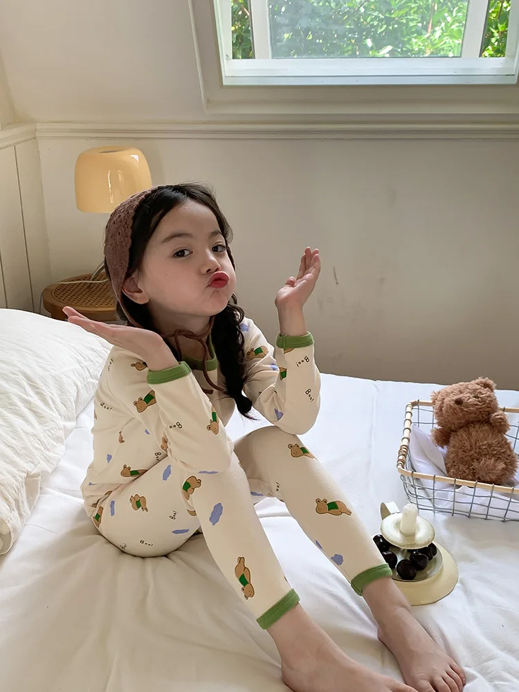 Children Autumn Cotton Pajamas Sets Boys Home Clothes Girls Underwear Sets 2-12 Year Baby Sleepwear Suit Christmas Kids Clothes