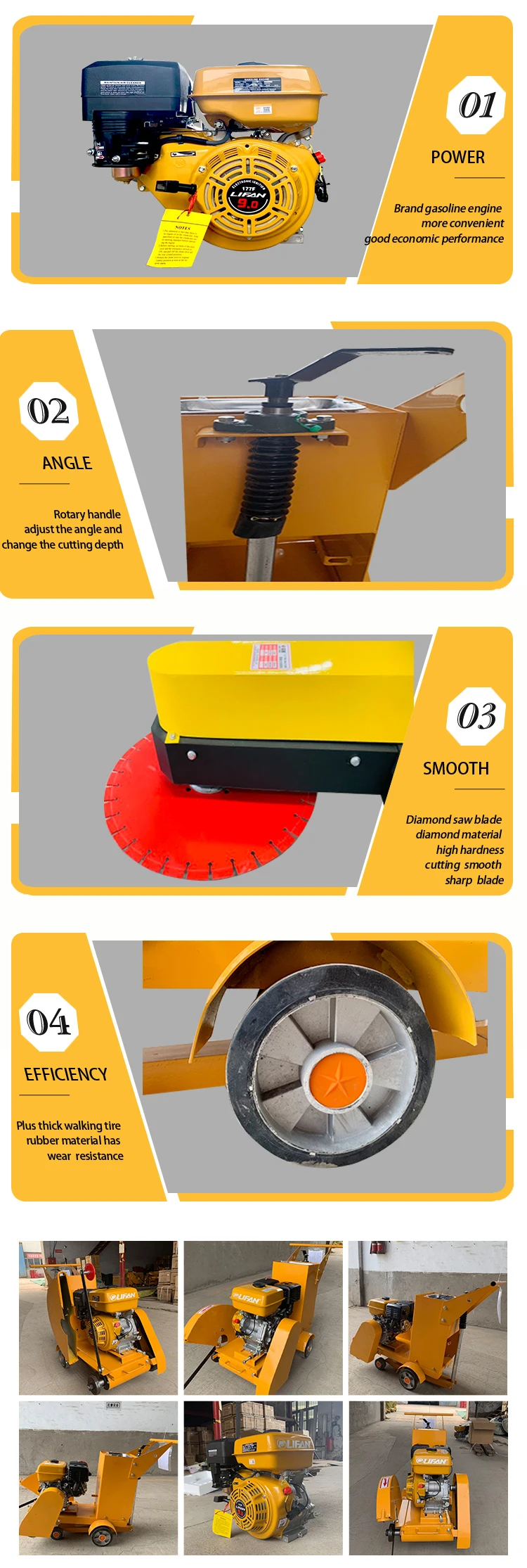 Concrete Groove Cutter Concrete Floor Crevices Making Machine Asphalt Concrete Road Cutting Machine