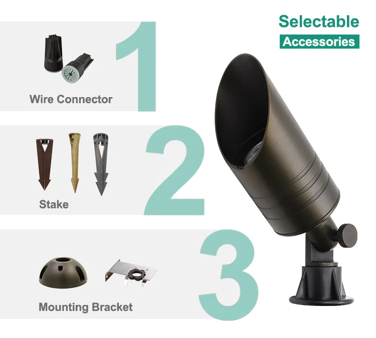 High Quality Solid Brass 12V Low Voltage Landscape Spot Lights Waterproof Yard Lawn Tree Garden Lighting Spike UP Light