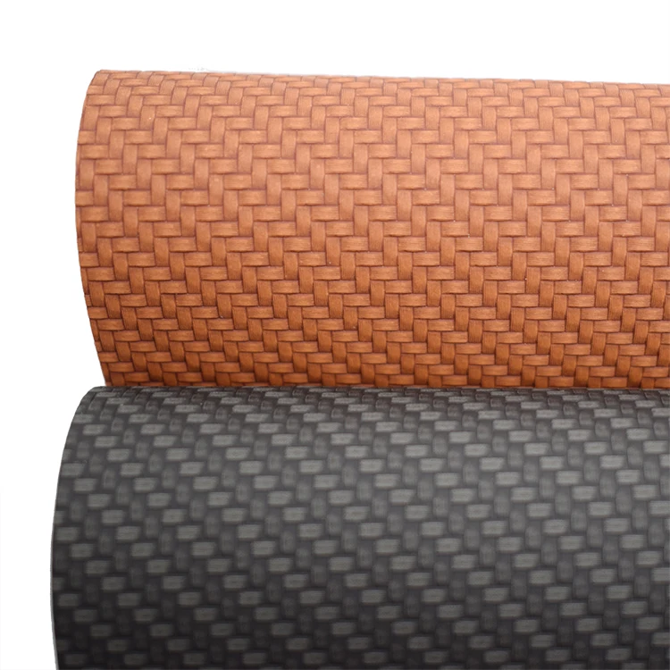 straw mat embossed strips pu leather for notebook label book binding