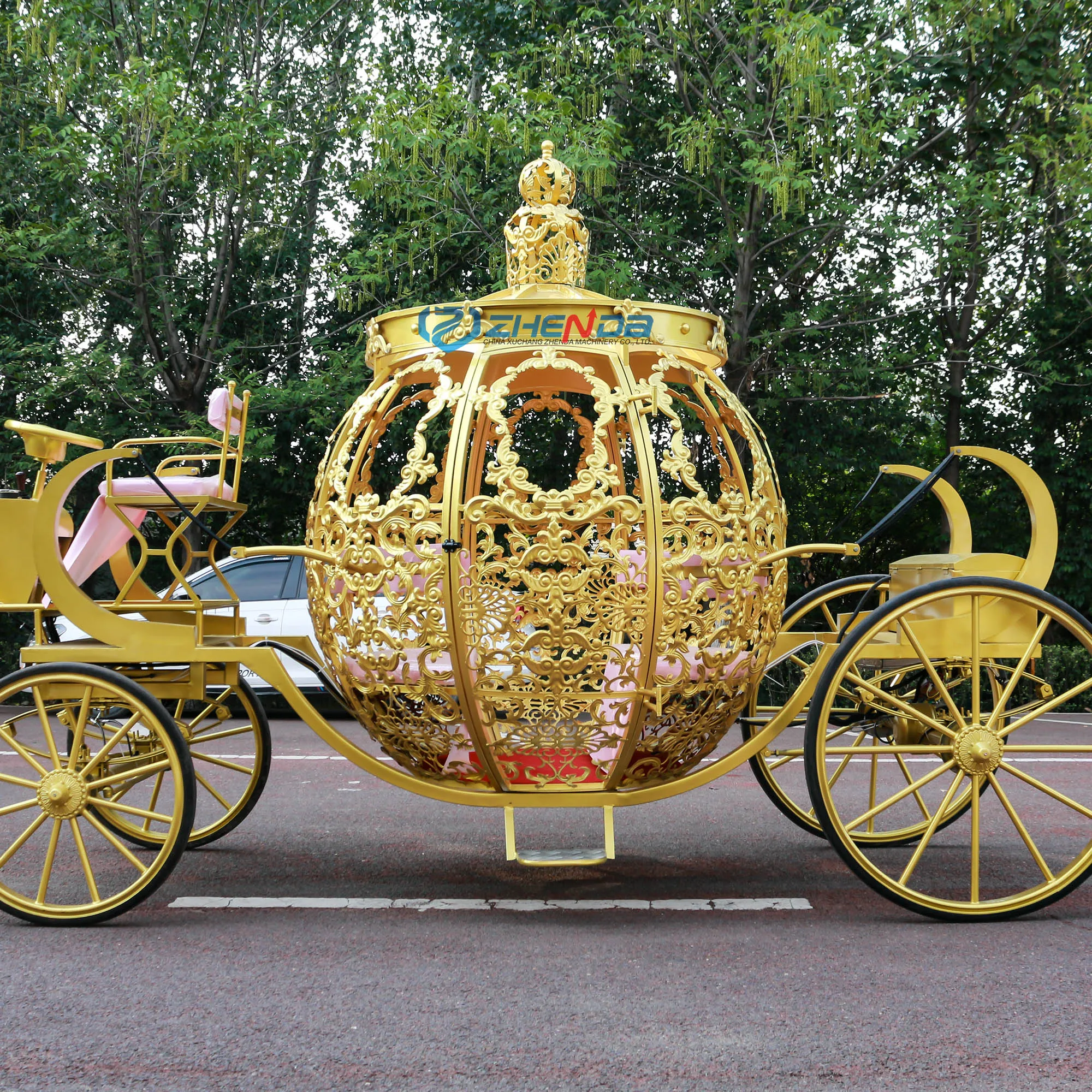 Factory hot sale wedding carriage manufacturer/flower yellow seat pumpkin cinderella carriage