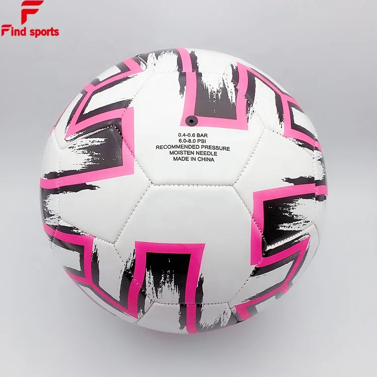 pink black material logo printed light weight soccer ball size 5  BSCI factory