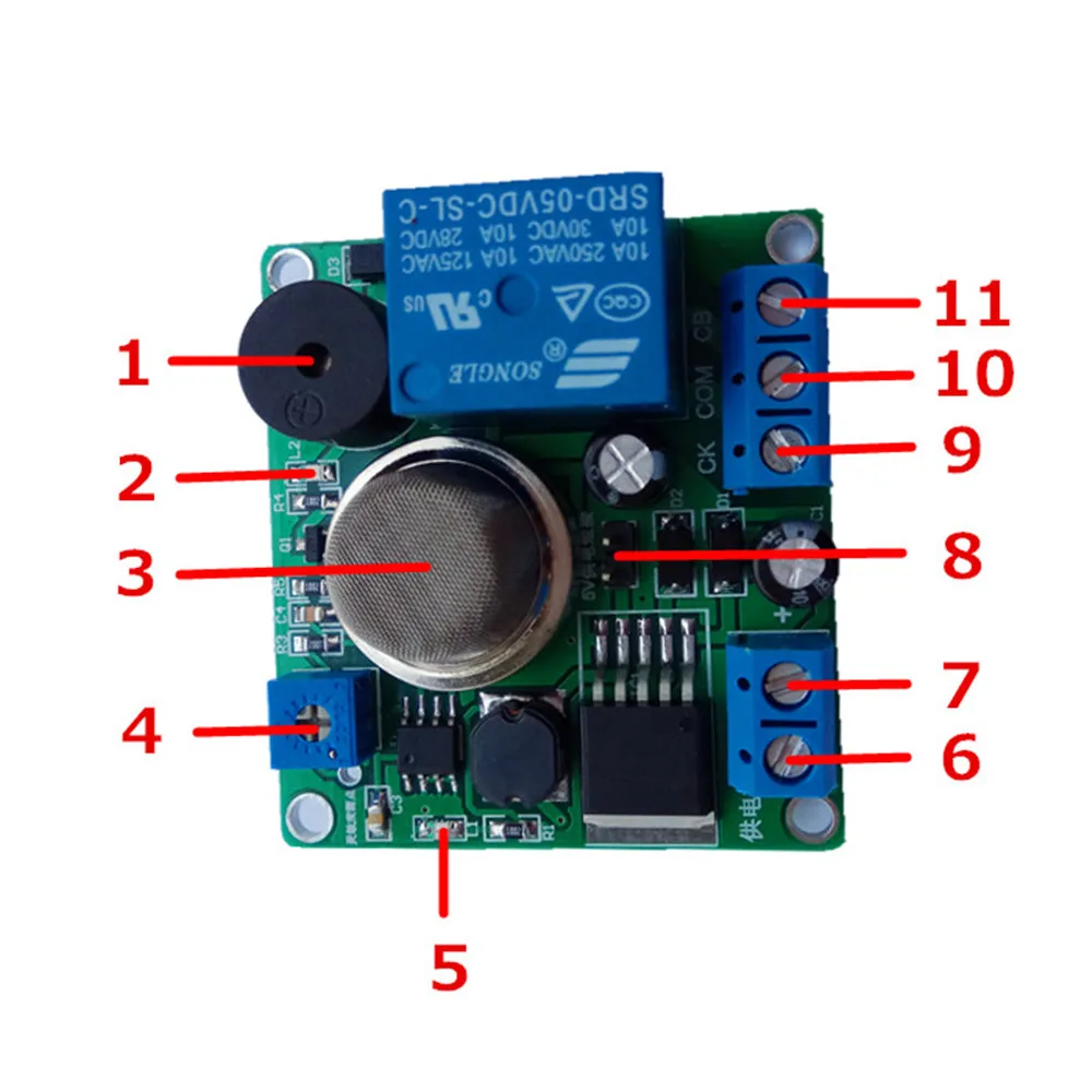 Taidacent DC 5V 9V 12V 24V Carbon Monoxide Gas Detector MQ2 MQ-2 Smoke Detector Sensor Module