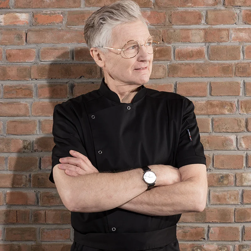 CHECKEDOUT unisex poly cotton half sleeve kitchen chef coat restaurant culinary cook uniforms