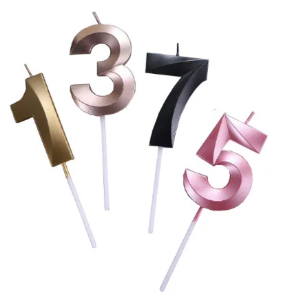 Wholesale Bulk Custom Color Individually number 4 birthday candle pictures Metallic Gold Large Numeral Birthday Candles