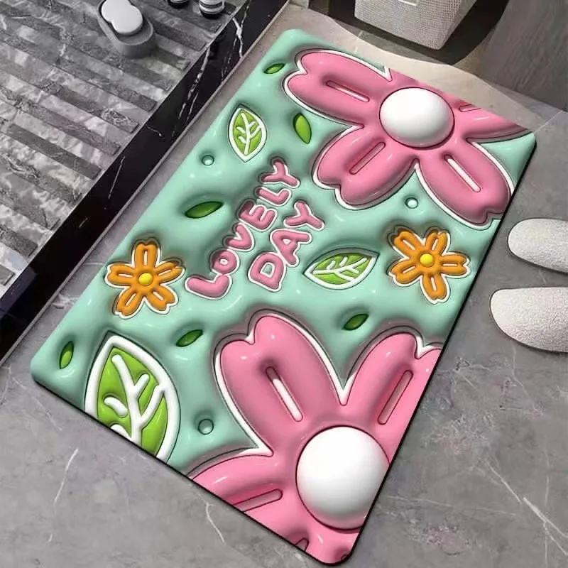 3D super anti-skid super absorbent thickened diatom mud floor mat bathroom mat doormat