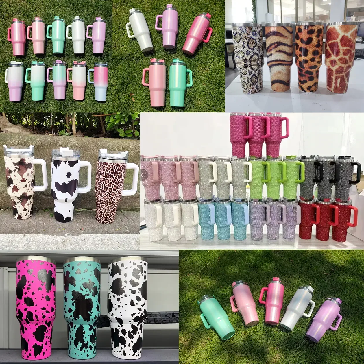 Custom Laser Engraved Christmas 20oz 30oz 40oz Travel Mug Cup White Stainless Steel 40oz Tumbler with Handle 2.0 and Straw Lid