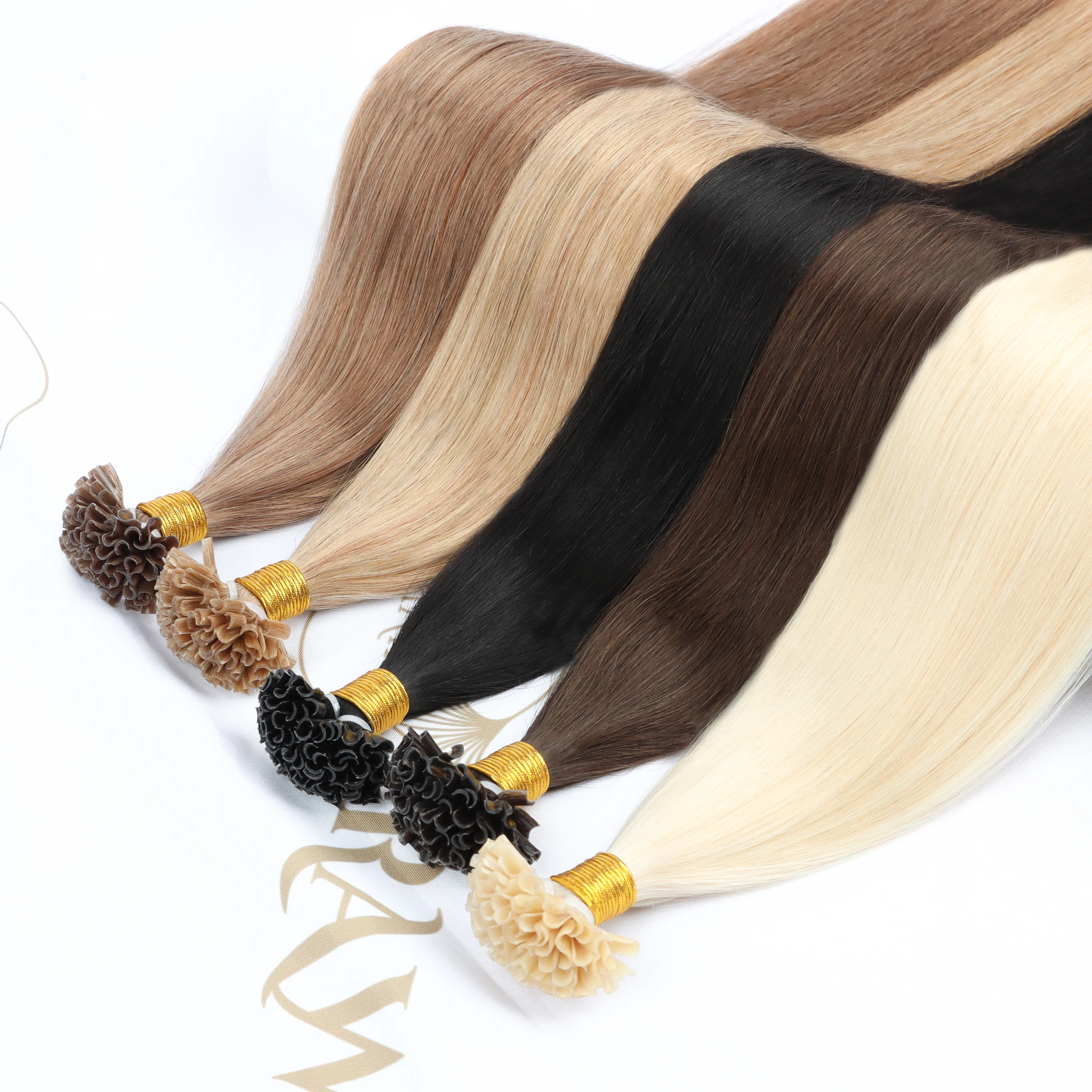 Wholesale No Tangle Keratin Hair Extension Raw Virgin Human Hair Russian Double Drawn k tip u tip hair extensions