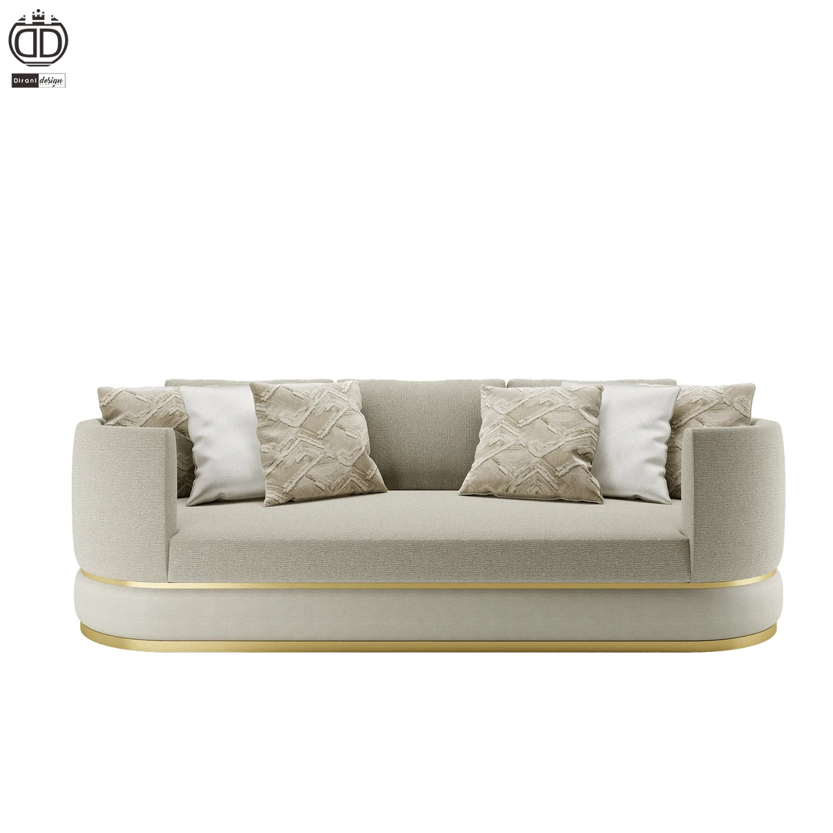 Contemporary  Chesterfield Sofa Set Gold Metal Fabric Living Room Furniture Sofas For Home Luxury