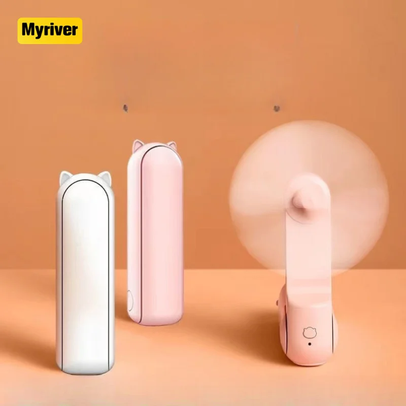Myriver Usb Mini Portable Fan 2 Mode Adjustable Hand Held Cooling Fan For Outdoor Travel Office Summer Cool Gadget