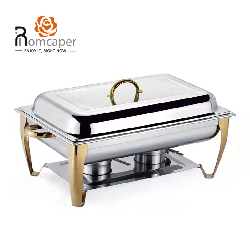 RCP Commercial catering restaurant equipment food warmer set, luxury gold stainless steel chafing dish buffet set for home usage