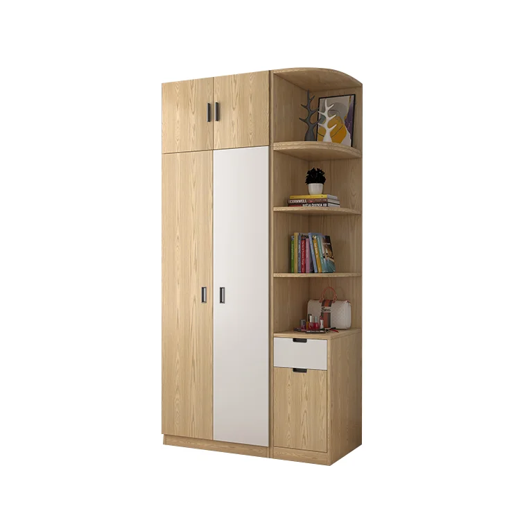 Modern door slot storage top cabinet Wooden wardrobe and side cabinet