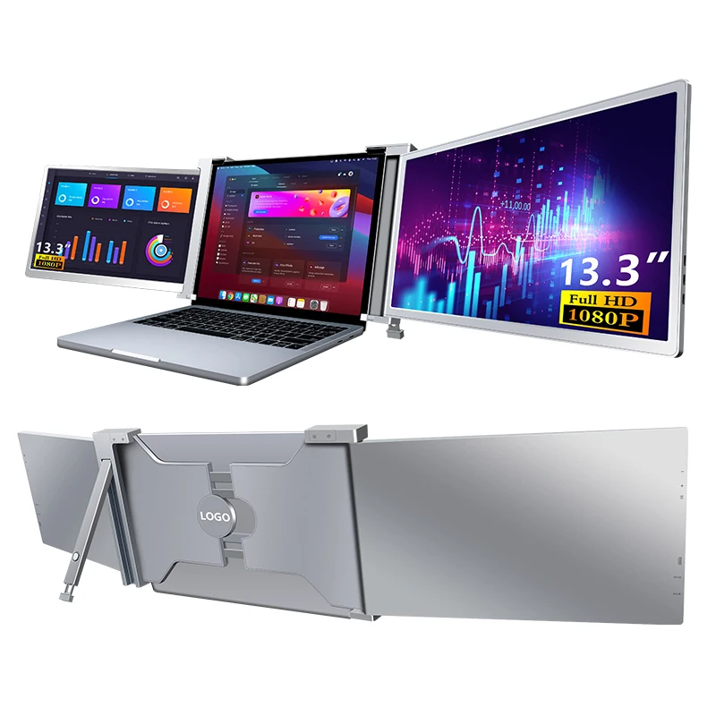 Laptop screen 13.3 Inch Dual Usb C Type C LED Display Monitor Portable tri screen for laptop