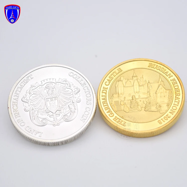 Shenzhen Factory Custom Stamping Souvenir Antique Metal gold coins bullion with castle design