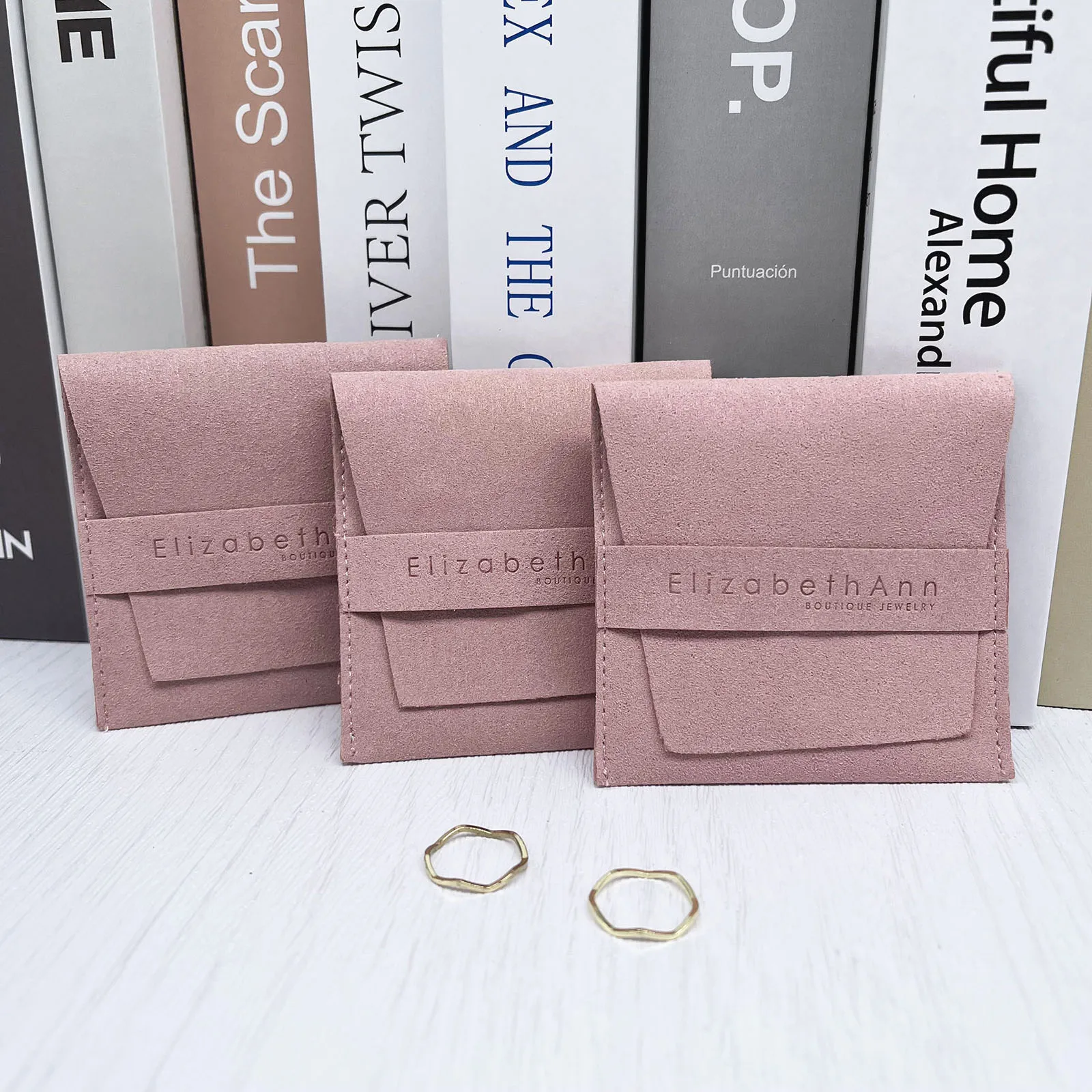Eco Custom Logo Velvet Suede Microfiber For With Jewellery  Insert Packaging Earring Display Cards Gift Bag Jewelry Pouch