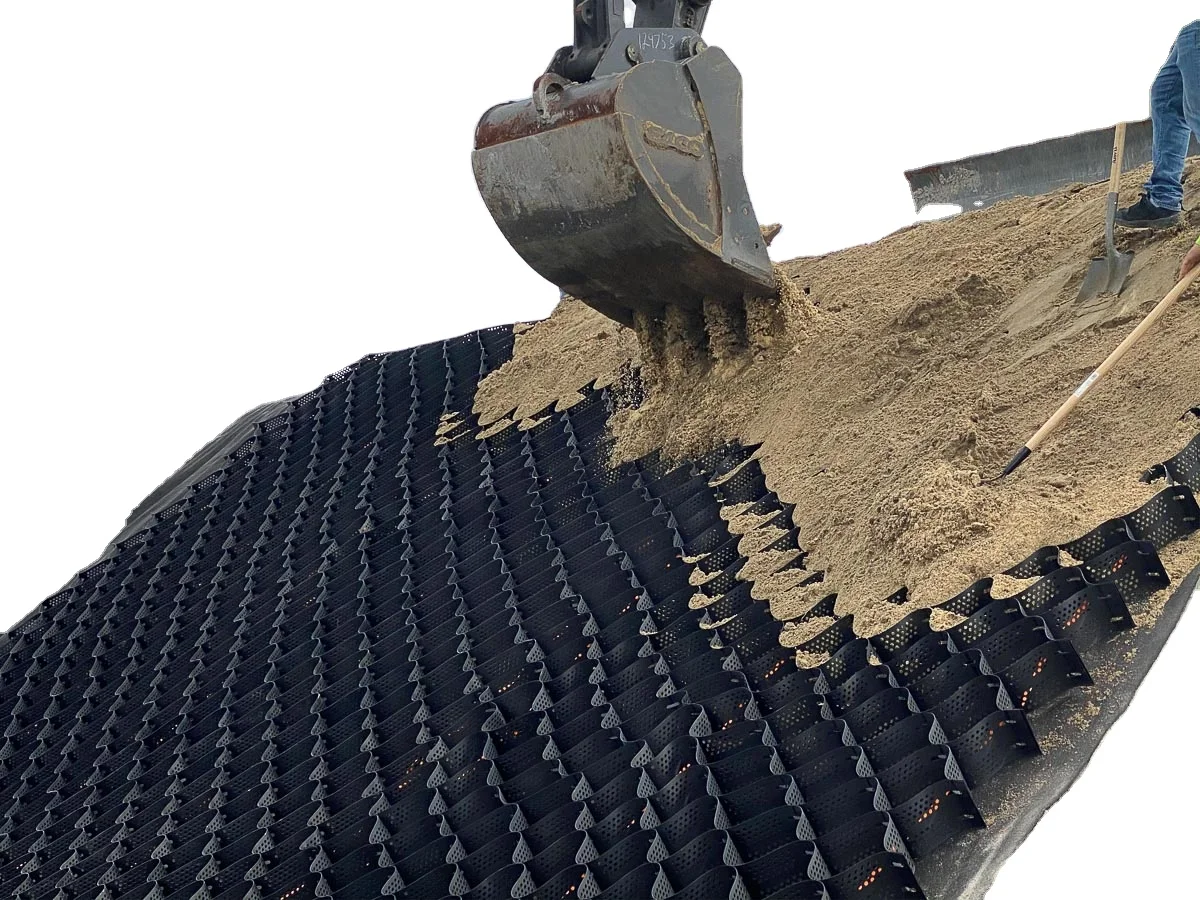 Textured and Perforated HDPE honey comb Plastic Geocell manufacturer price gravel grid geo cell for road construction