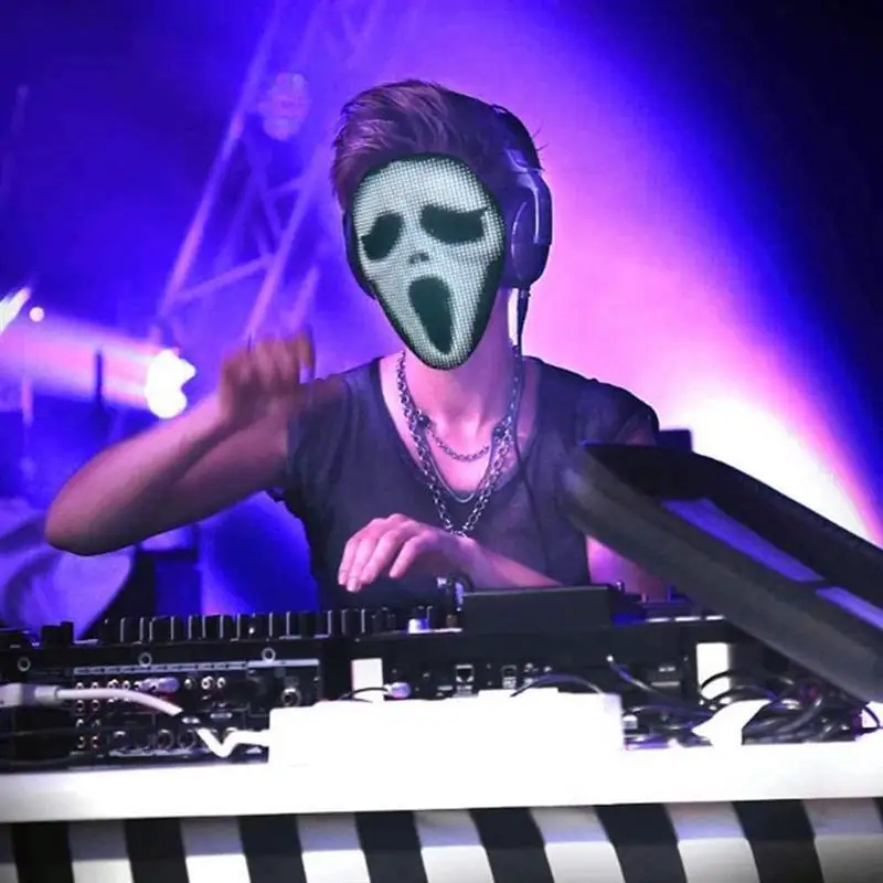 APP Halloween Face Changing Mask LED Light up Scary mask for Festival Cosplay Purge DIY Face Shield Costume Masquerade Carnival