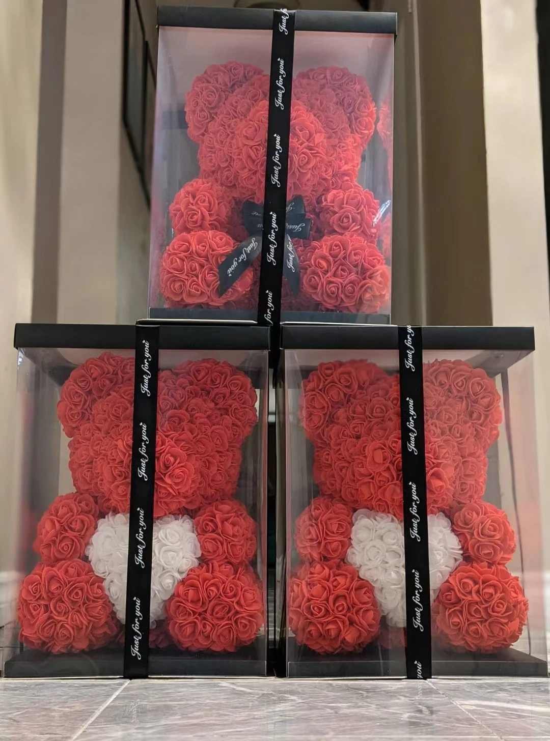 New world online shopping treal 40cm Soap Foam Bear of Roses Bear Flower