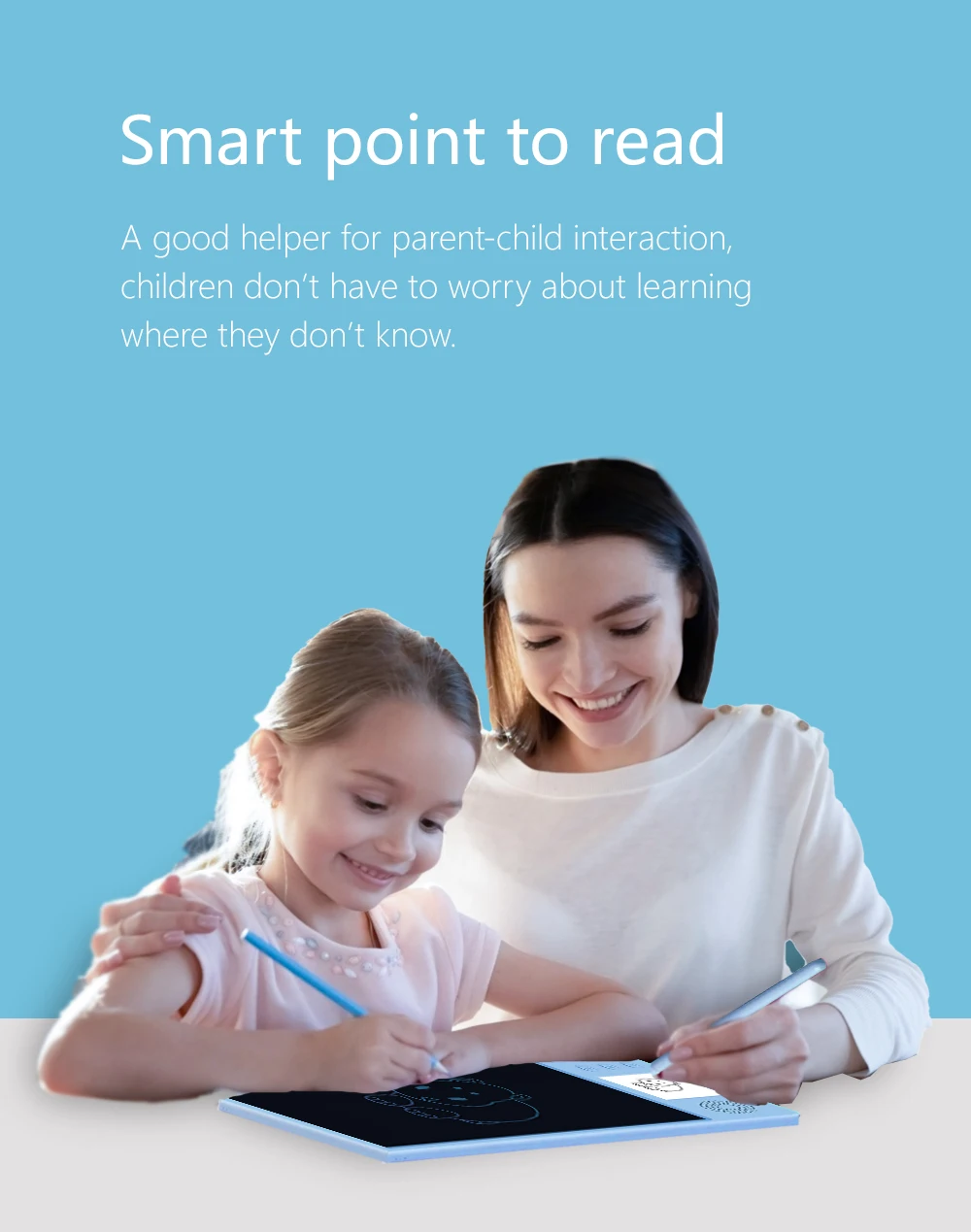 Kids Model LCD Paperless 10.5 Inch Bule White Customizable Electronic Writing Drawing pad Tablet Pad Handwriting Board