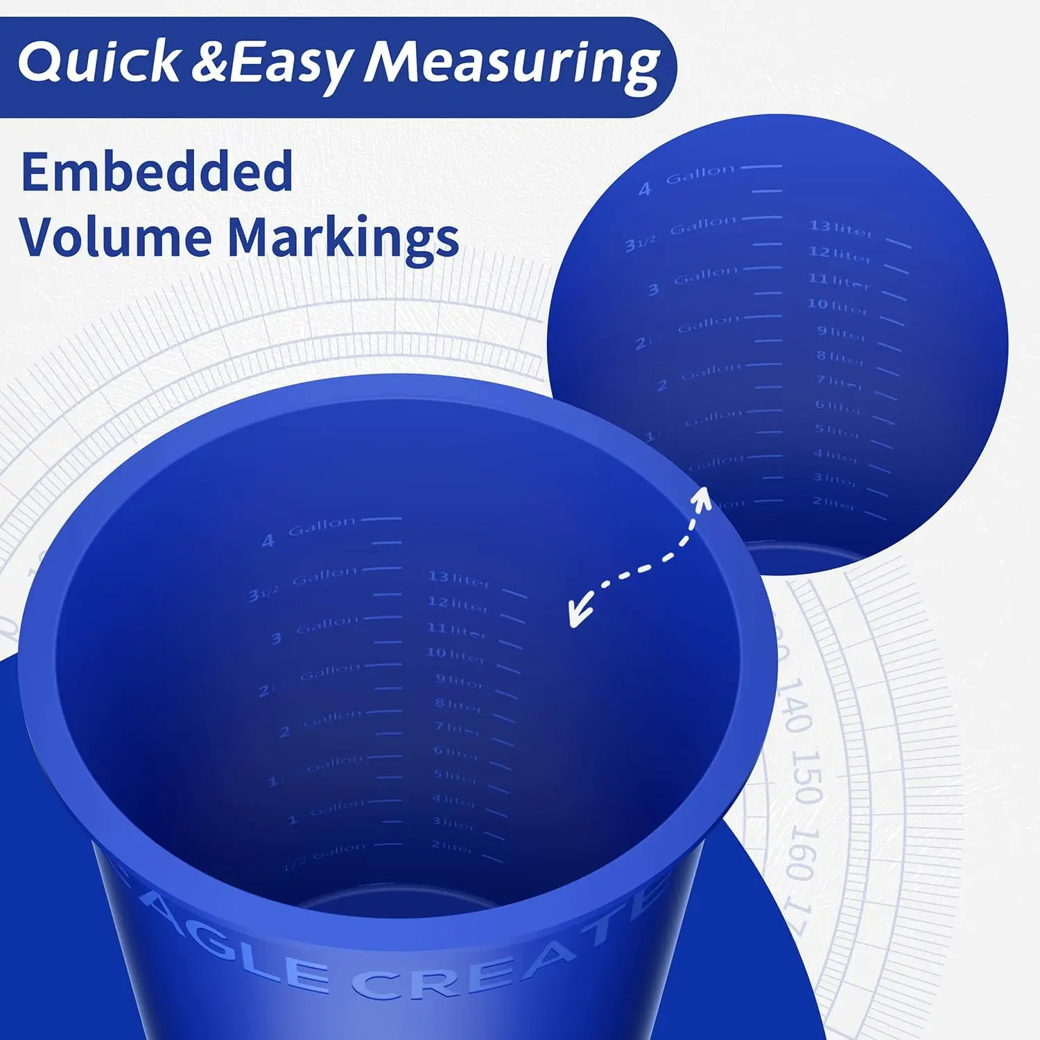 Silicone 3.5 Gallon and 5 Gallon Bucket Liner for Concrete Mix Mud Food Storage and Paint-2 PCS Reusable Rubber Bucket Saver