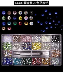 3D Glass Crystal Nail Art Rhinestones Kit with Flatback Round Bead Charm Stone Jewelry Diamond for Manicure Craft