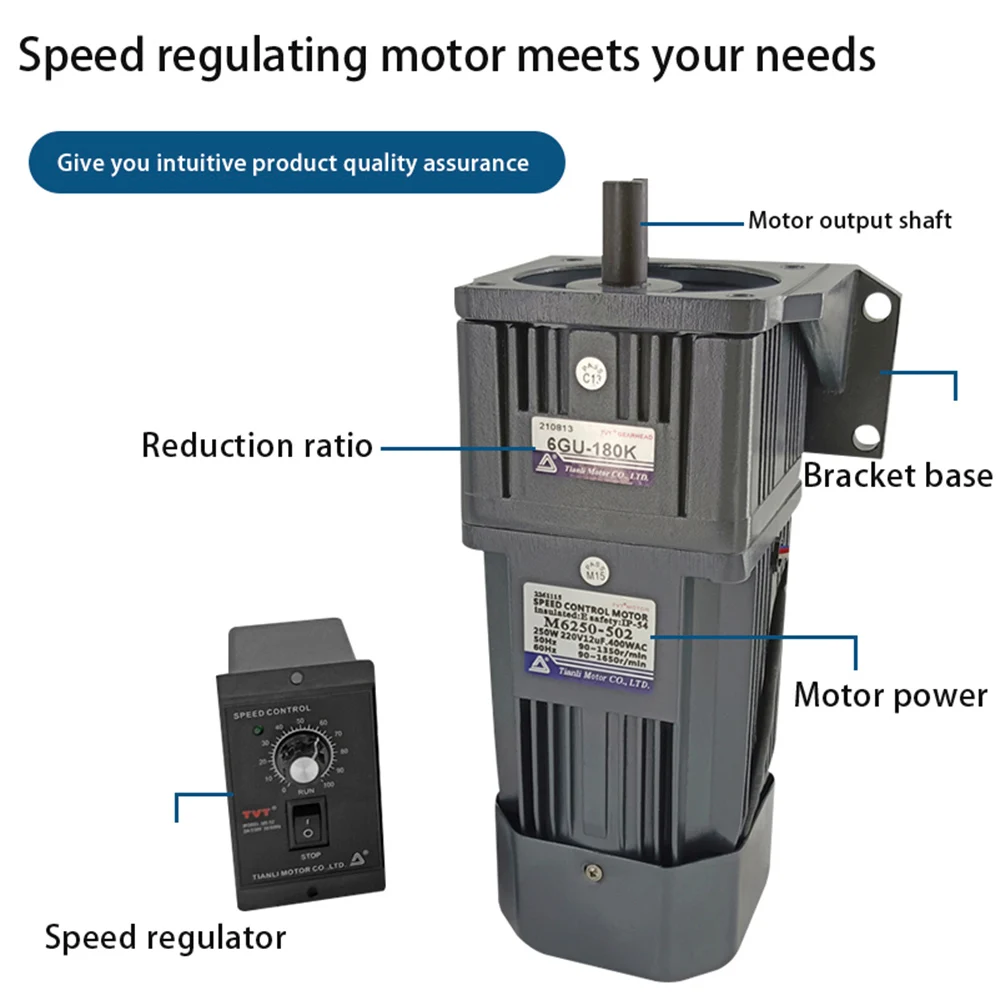 Tianli 7GU gearbox Power 400W micro induction AC reduction motor, used for machine automation 100% copper coil