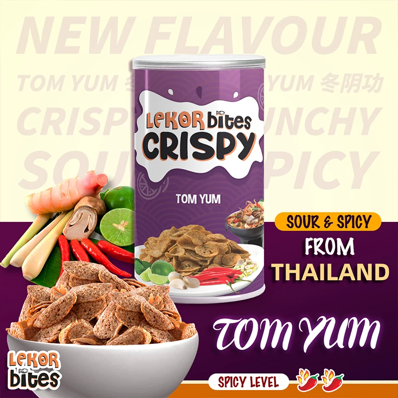 Premium Wholesale 200g Lekor Bites Crispy with Tom Yum Flavor Delicious and Nutritious Seafood Snacks
