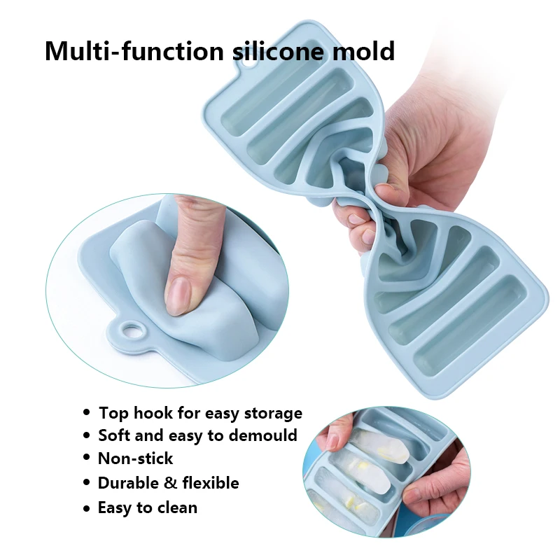 Custom 10Tray Ice Tube Making Trays Multi function Finger Shape Silicone Ice Cube Mold