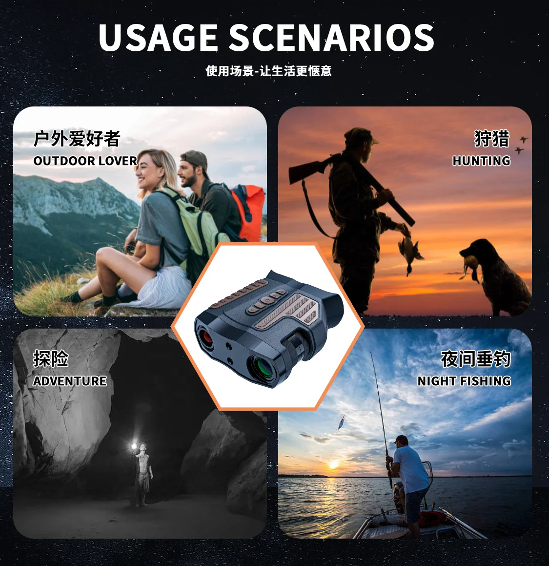 FHD Night Vision Binoculars 10X Optical Zoom 8X Digital Zoom Outdoor Hunting Video Recorder 300 Meters Night Vision Goggles