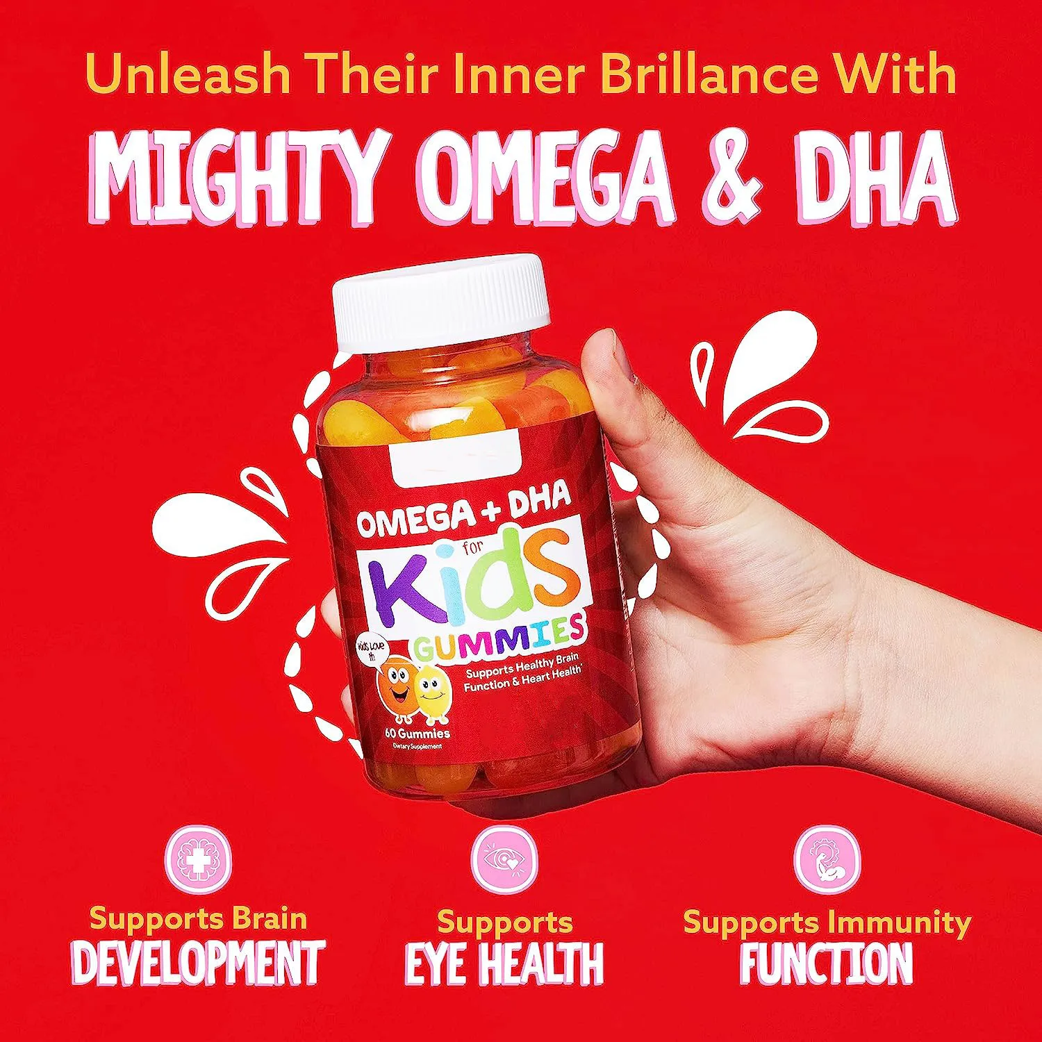 OEM 100% Pure Organic Kids Multivitamin DHA Omega 3 Gummies With Omega 6 9 For Supports Brain Joint Heart Eyes and Immune System