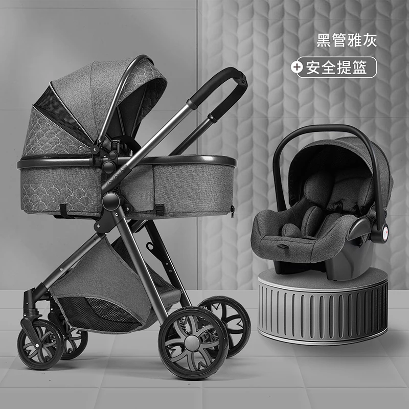 Luxury Baby Stroller High View Baby Pram Carrier Chinese Supplier Directly Sale 3 in 1 Leather Custom OEM Customized Frame Logo
