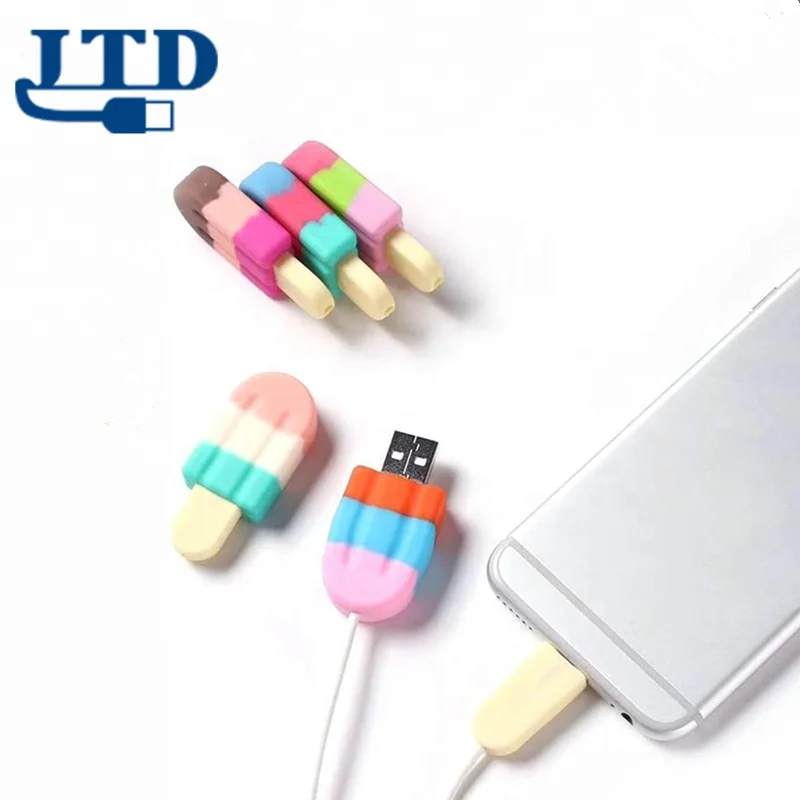 Factory Price  colorful Popsicle Anti-breaking Cable Head Charger Protector Cover Case Sleeve Random Color