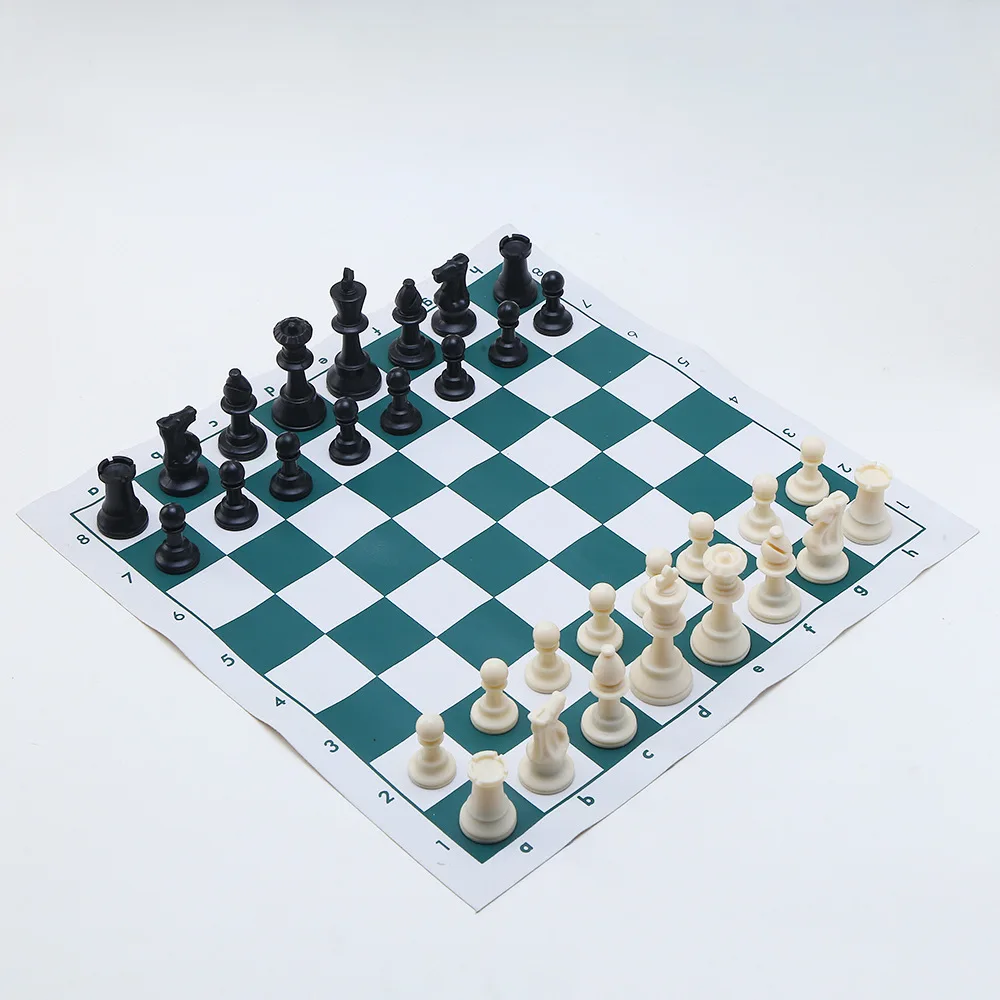 Tournament Chess Mat Pu Leather Tournament Roll Up Chess Board Set Game Mat Checker Chessboard With Pieces