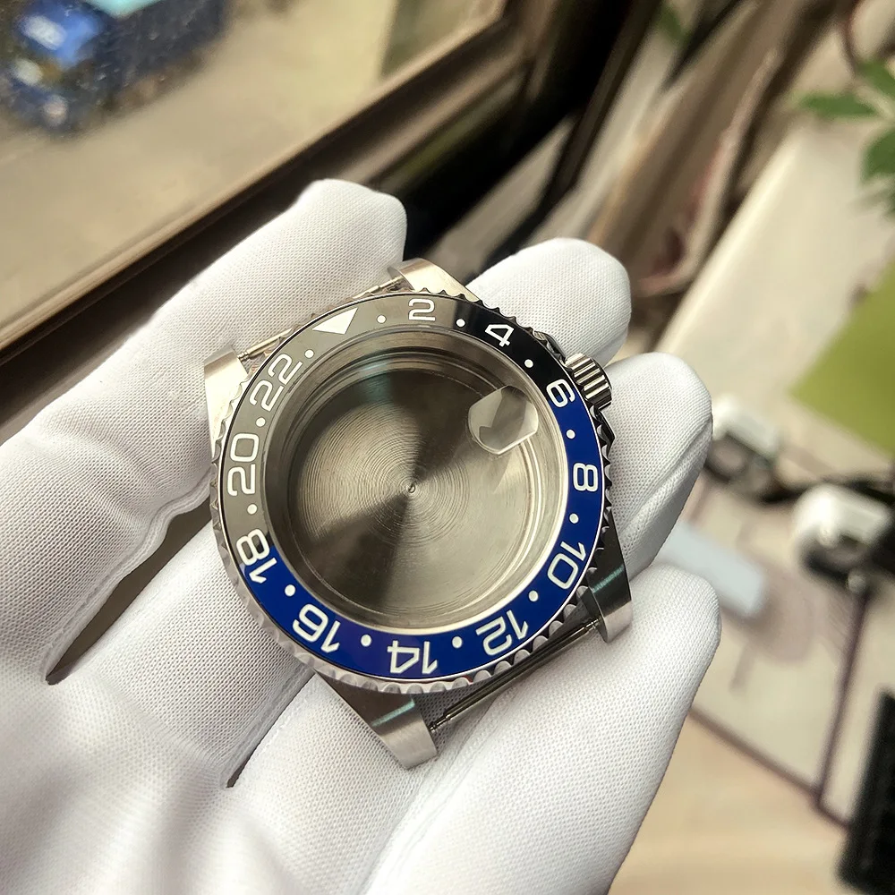 Luxury Stainless Steel Watch Case 40mm with GMT Ceramic Insert for Rolx