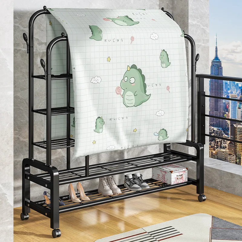 New Arrival Metal multifunction Double black white Clothes Drying Rack Durable Clothes Rack Hanger Drying For Sale