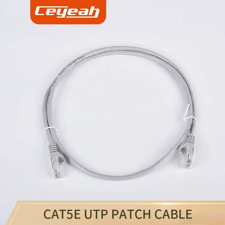 Cat5e UTP Patch Cord 26AWG BC Stranded OFC Copper RJ45 8P8C 100Mbps High Speed Network Patch Cable 1M Grey PVC