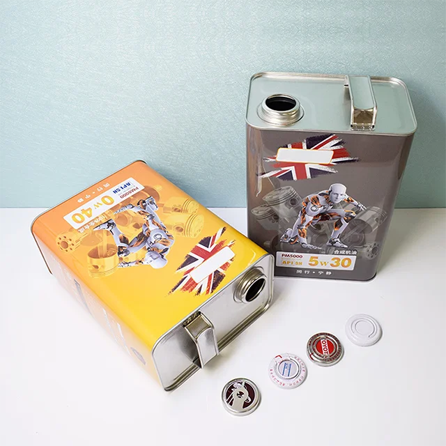 4L F Style Motor Oil Engine Oil Container China Factory Custom Design Printing Tin Can 178*112*240